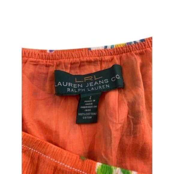 Lauren Ralph Lauren Womens LRL Orange Floral Print Skirt Size L 100% Cotton - Picture 4 of 4